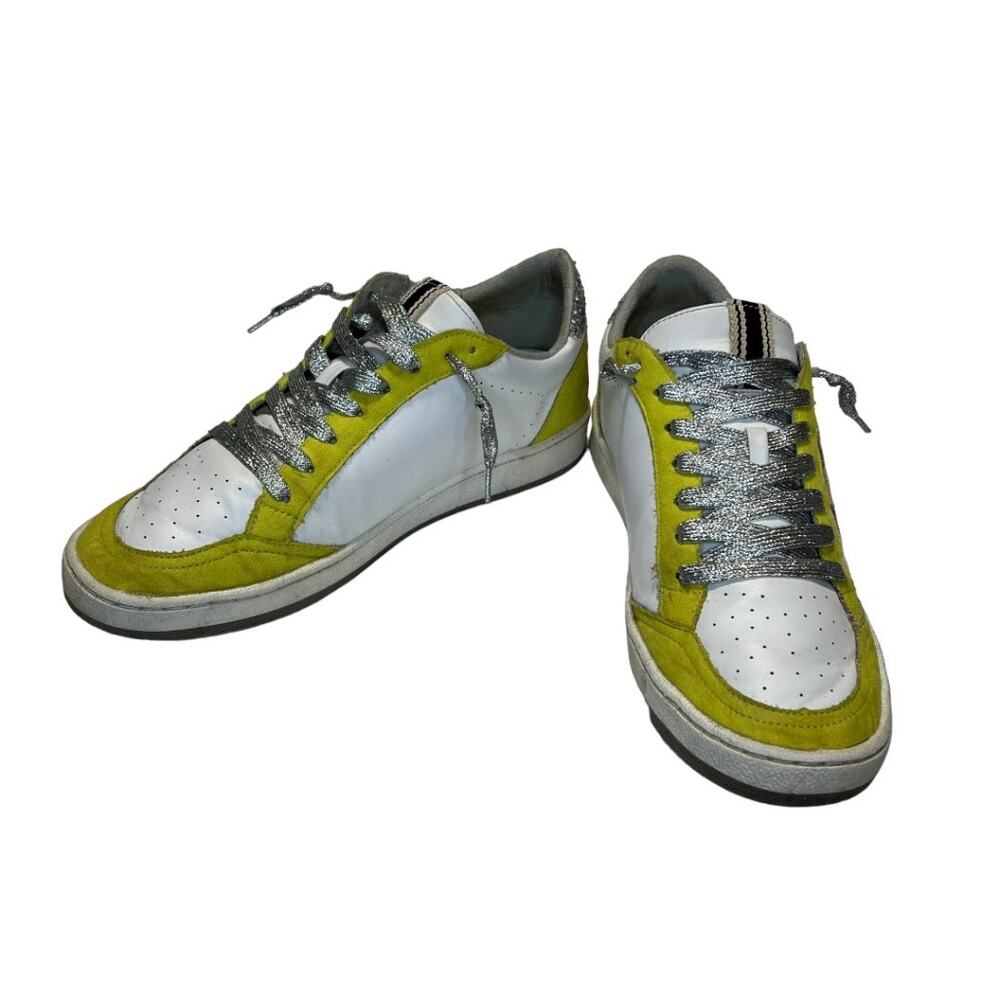 SHU SHOP, Paz low-top sneakers White & Lime green w glitter star silver laces,10 - Picture 2 of 13